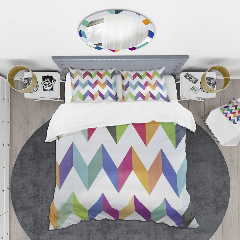 Designart 'Geometrical Retro Design III' Mid-Century Duvet Cover Set
