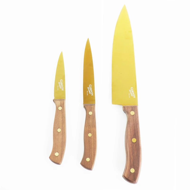 Gibson Home® Alaniz 3-Piece Gold Titanium-Plated Cutlery Set