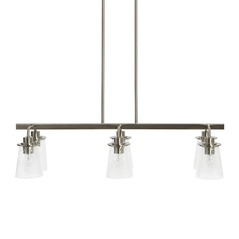 Hello Honey® Robert Stevenson Lighting Jameson Metal & Seedy Glass 6-Light Linear Chandelier
