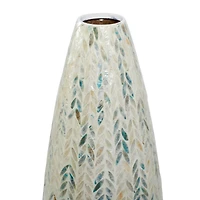 34" White Bamboo Coastal Vase