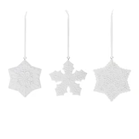 Ornate White Snowflake Ornaments Set