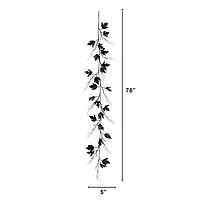 6.5ft. Pre-Lit Artificial Halloween Black Maple Garland with 48 Orange & Purple LED Lights