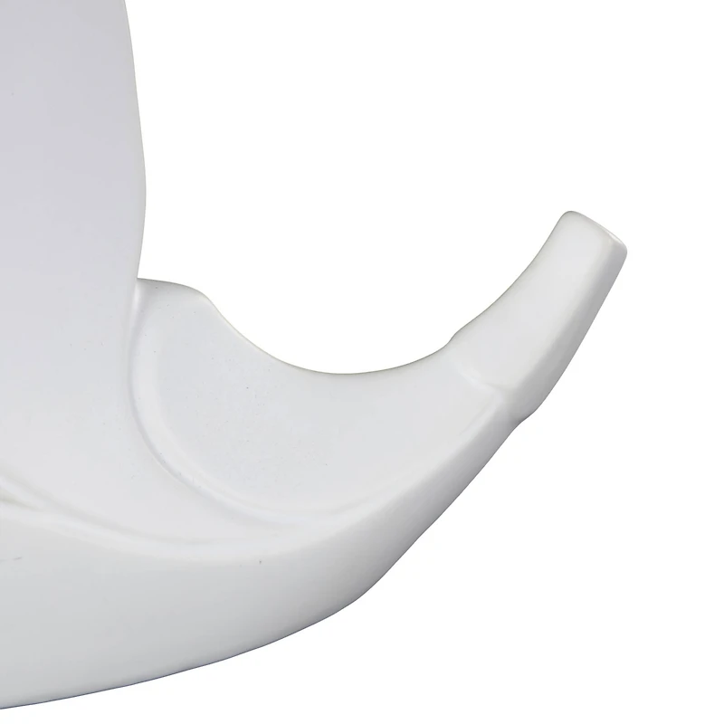 15" White Leaf Ceramic Slanted Decorative Vase