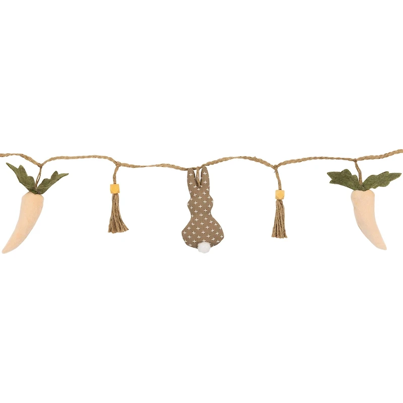 4ft. Beige & White Carrot & Plush Easter Bunny Garland