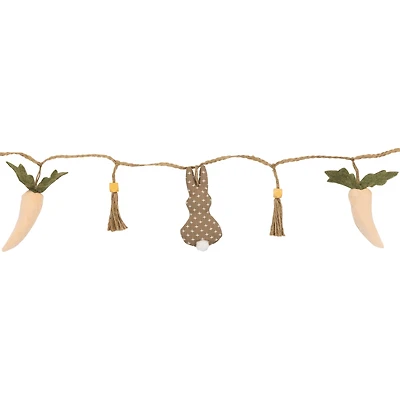 4ft. Beige & White Carrot & Plush Easter Bunny Garland