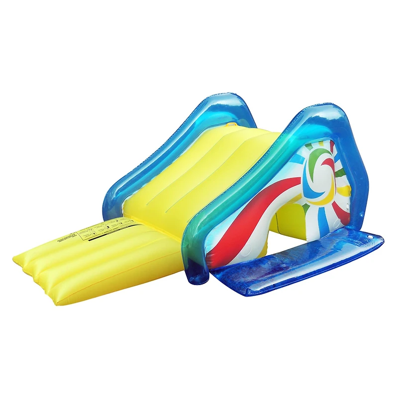 8ft. Yellow & Blue Pool Side Slide with an Attached Sprayer