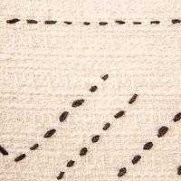 Hello Honey® Natural & Black Hand-Embroidered Cotton Lumbar Pillow with Kantha Stitch