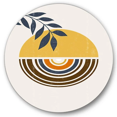 Designart - Abstract Sun Moon Leaves III