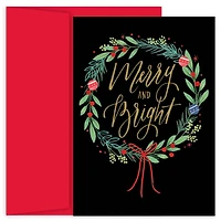 JAM Paper Merry & Bright Wreath Christmas Cards & Envelopes Set