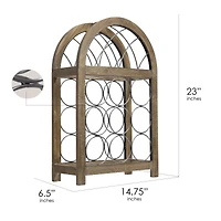 23" Rustic Wood & Metal Wine Rack