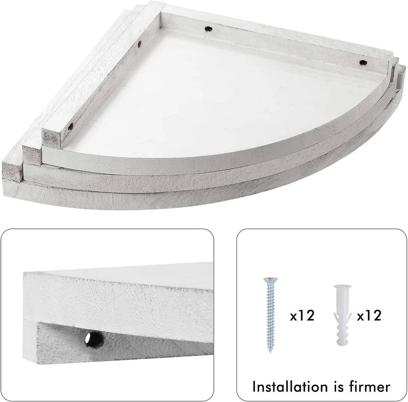 Gray White Floating Corner Wall Shelf Set