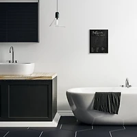 Stupell Industries Bathroom Word Search Activity over Distressed Black Wood Wall Plaque