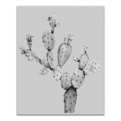 Black White Cactus 16" x 20" Canvas Wall Art