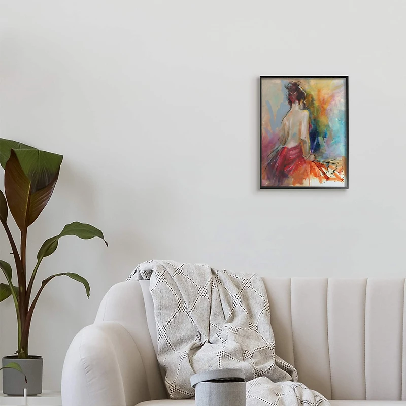 Stupell Industries Contemporary Female Pose Energetic Brush Strokes in Frame Wall Art