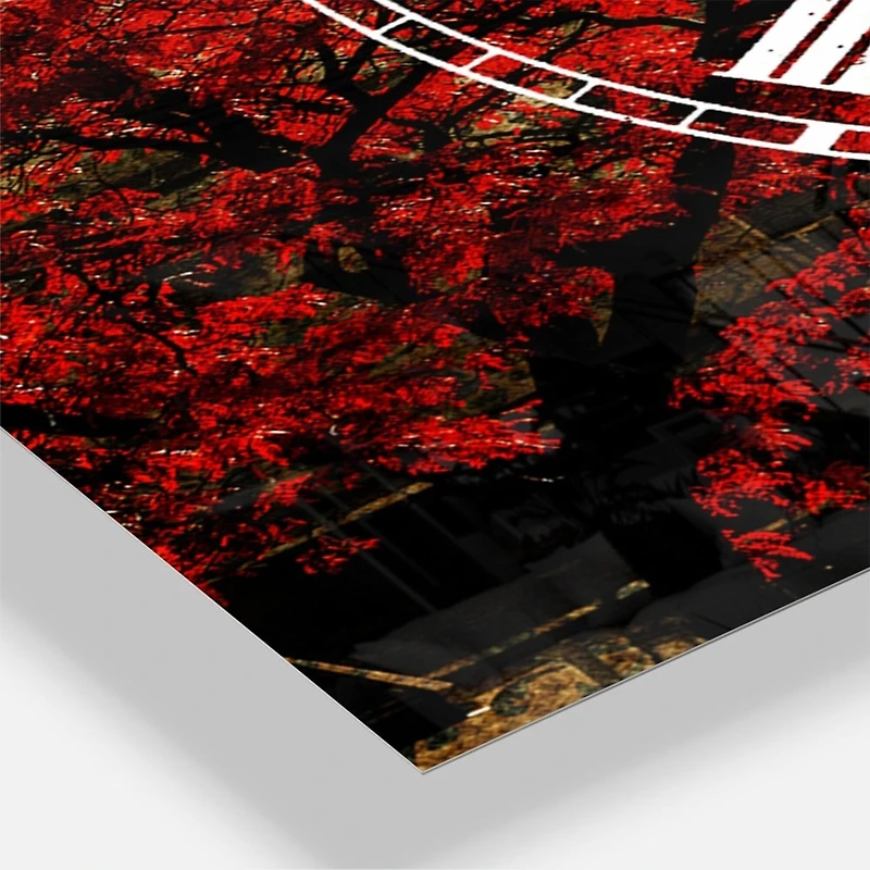 Designart Red Tree on Black & White New York City Street Industrial Multipanel Wall Clock