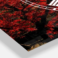 Designart Red Tree on Black & White New York City Street Industrial Multipanel Wall Clock