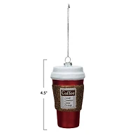 Hello Honey® 4.5" Glass Coffee To Go Cup Glitter Ornament