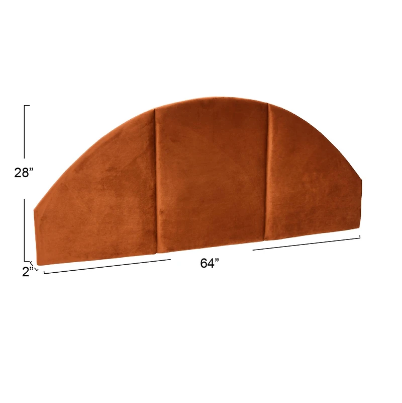 Hello Honey® NoSom 64" Queen Sized Terra Cotta Upholstered Velvet Panel Arched Headboard