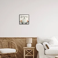 Stupell Industries Welcome Plaid Pumpkin Sign Framed Giclee Art