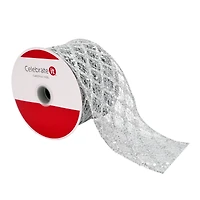 2.5" x 18ft. Silver Sheer Mesh Wired Ribbon by Celebrate It®