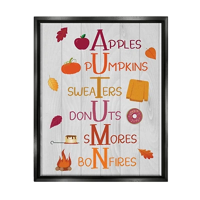 Stupell Industries Autumn Letters Seasonal Words Framed Floater Canvas Wall Art