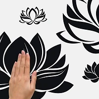 RoomMates Black Line Art Lotus Peel & Stick Giant Wall Decal Set
