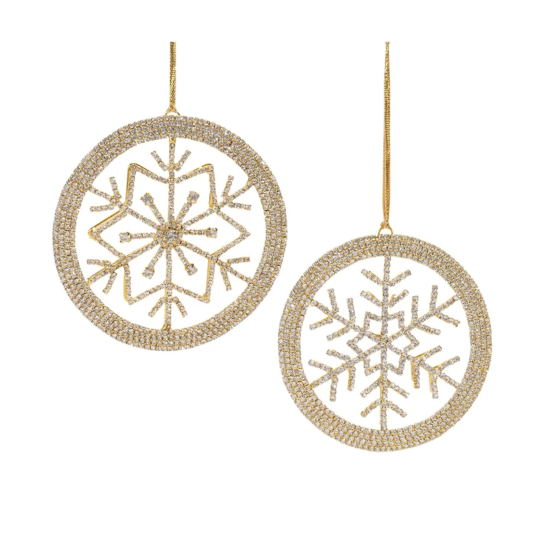 Jeweled Metal Snowflake Ornament Set