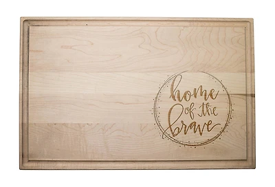 17" Home Of The Brave Maple Cutting Board