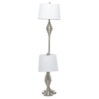 Set of 3 Silver Iron Coastal Table Lamp, 59" x 10" x 10"