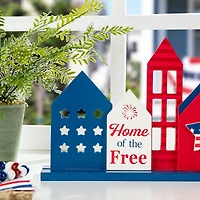 Glitzhome® 16" Wooden Patriotic America House Table Décor
