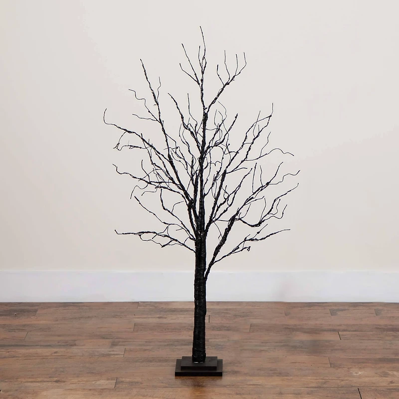 4ft. Pre-Lit Halloween Black Twig Artificial Tree with 180 Orange & Purple LED Lights