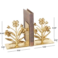 6.5" Gold Shimmer Metal Floral Bookends, 2ct.