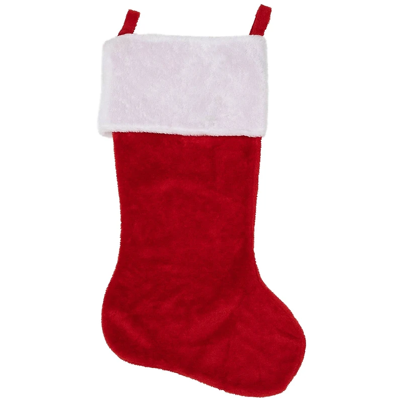 35" Traditional Red with White Cuff Plush Christmas Stocking
