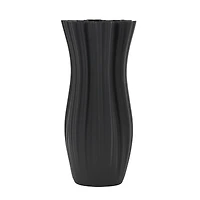Black Contemporary Abstract Ribbed Ceramic Tulip Vase