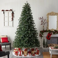 9ft. Pre-Lit Snow Tipped Clermont Mixed Pine Artificial Christmas Tree, Clear Lights