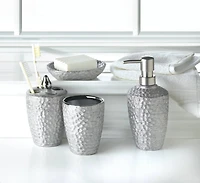 Hammered Silver Texture Bath Accessories Set