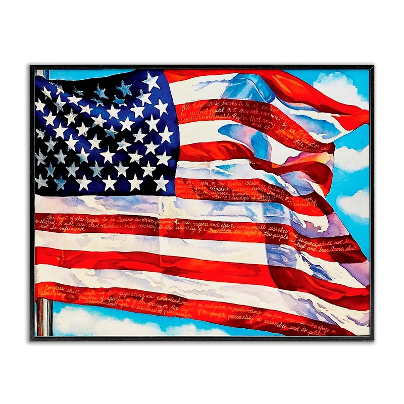 Stupell Industries Windblown American Flag Framed Giclee Art