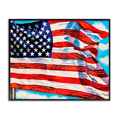 Stupell Industries Windblown American Flag Framed Giclee Art