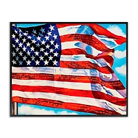 Stupell Industries Windblown American Flag Framed Giclee Art
