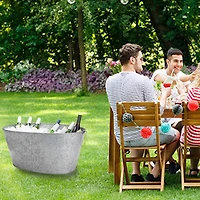 Mind Reader 12'' Large Round Galvanized Steel Beverage Tub with Handles