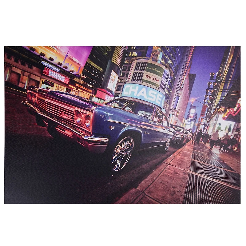 LED Lighted NYC Times Square with Classic Chevrolet Wall Art
