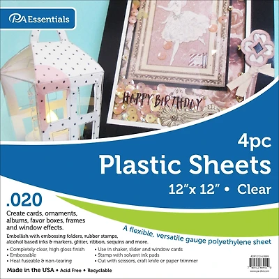 PA Paper™ Accents Clear 12" x 12" .020" Plastic Sheet, 4 Sheets