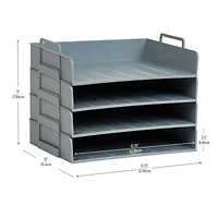 Mind Reader Stackable Paper Tray, Desktop Organizer, File Storage, Office, Plastic, 4 Pcs