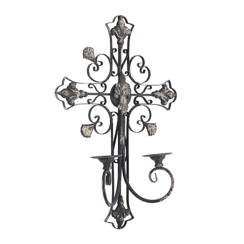 Black Iron French Country Wall Decor, 24" x 16" x 6"