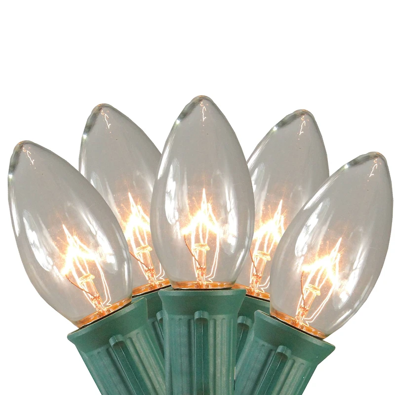 Mighty Light Clear C9 Christmas Pathway Marker Set, Green Wire