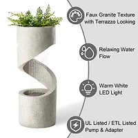 Glitzhome® 31" Curving Shaped Outdoor Fountain with LED Light