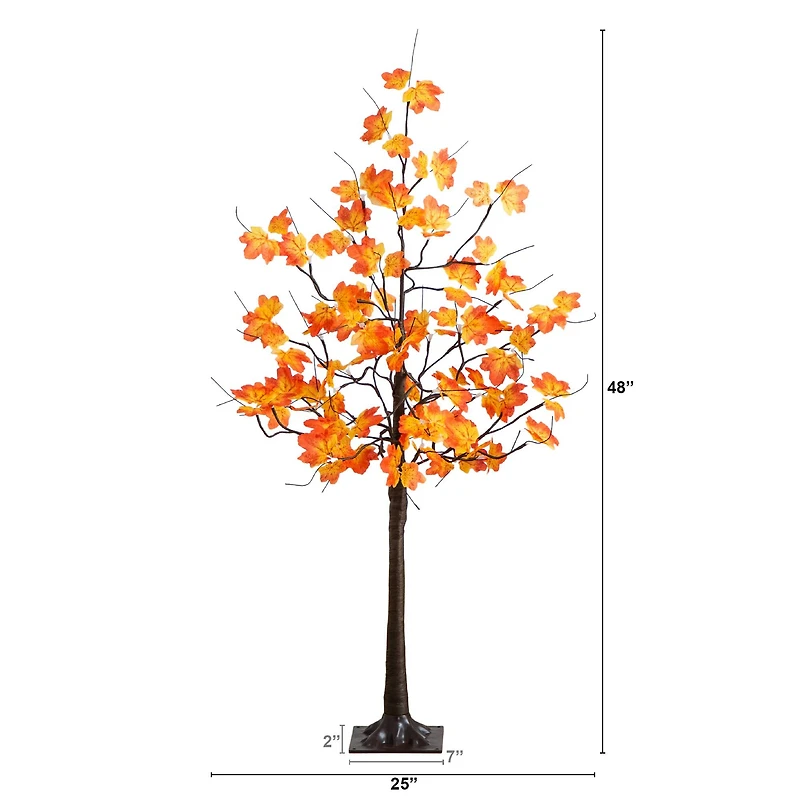 4ft. Pre-Lit Minimalist Autumn Maple Artificial Fall Tree with 56 Warm White LED Lights