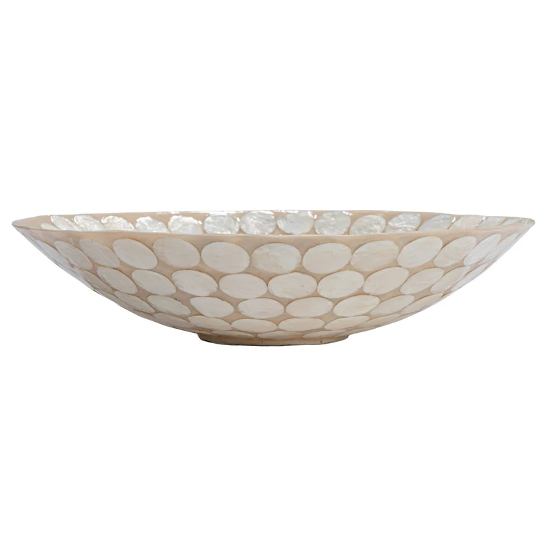 Hello Honey® 14.5" White & Natural Round Decorative Capiz Bowl