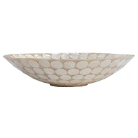 Hello Honey® 14.5" White & Natural Round Decorative Capiz Bowl