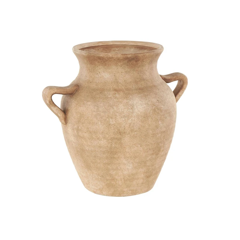 12.25" Copper Ceramic Antique Style Textured Vase with Handles